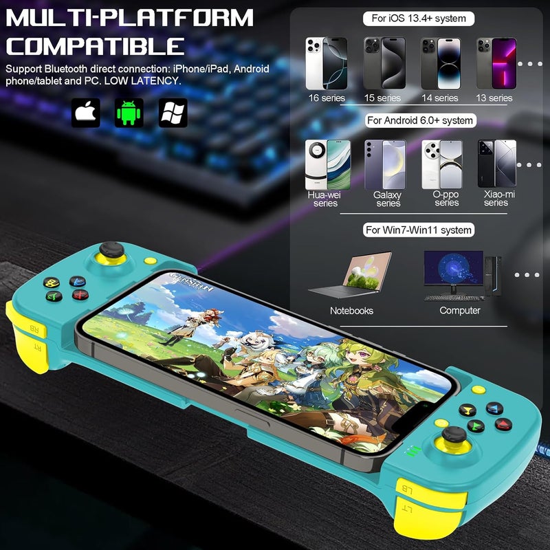 arVin Bluetooth Controller for iPhone/iPad/MacBook/iOS/Android/Samsung/Tablet/PC Wireless Gamepad Joystick with Back Button, Analog Triggers, Stretchable, Direct Play for Call of Duty, Genshin Impact - Image 2